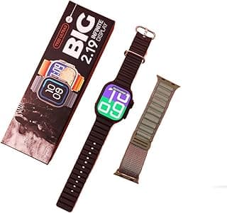 ساعة ذكية T920 الترا 3 مقاس 49 ملم بسوارين (سيليكون أسود وقماش أخضر)
