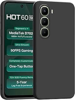 جراب لـ Infinix Hot 60i 4G / Infinix Hot 60 5G سيليكون ناعم TPU، غطاء حماية خفيف الوزن بلمسة نهائية ناعمة وحماية للكاميرا ومقاوم للصدمات (أسود)