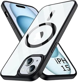 Magnetic Case Drop Resistant Matte Skin Feeling Back Cover Shockproof Slim Fit for iPhone 15 (Black, iPhone 15)