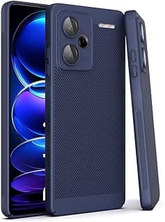 جراب لهاتف شاومي Redmi Note 13 Pro+ Plus 5G، جراب تبريد مع حماية مدمجة لعدسة الكاميرا، تصميم نحيف ومسامي مضاد للبصمات، جراب خلفي صلب مقاوم للصدمات - أزرق