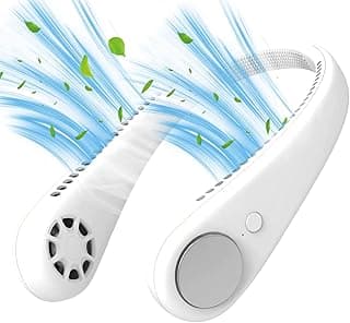 Portable Neck Fan, Wearable Bladeless Personal Fan, Hand Free 360° Air Cooler Headphone Design Cooling Device, 4 Speeds Battery Operated Necklace Fan for Office, Gym, Camping, Outdoor