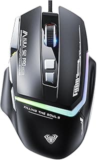 ماوس ألعاب سلكي S12 برو، ماوس ضوئي 12800 نقطة لكل بوصة مع إضاءة خلفية RGB و8 أزرار قابلة للبرمجة، يدعم تعديل الأزرار وزر إطلاق سريع من اولا