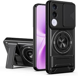 جراب حماية مقاوم للصدمات UNBLACK لحماية الكاميرا TPU + PC مع مسند متوافق مع Vivo V70 Fe (أسود)