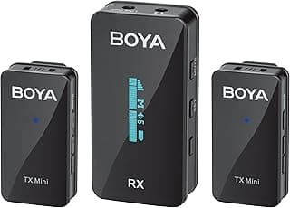 BY-XM6-S2 Mini Wireless Lavalier Microphone for DLSR Camera/iPhone/Android, 328ft Range, 2 Lapel Wireless Mic for YouTube Tiktok Recording Facebook Live Stream Vlog Podcast (TX+TX+RX)
