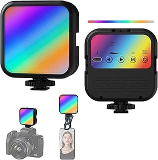LED Video Light RGB Rechargeable with 4 Cold Shoe Mounts, 360° Full Colour RGB, 20 Scene Modes, CRI 95+, 3000K-7000K, nPhoto Camera Light, Dimmable with 1800 mAh Battery for Product Photography and