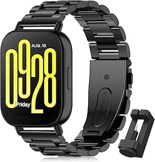 سوار معدني متوافق مع Redmi Watch 5 Active/Redmi Watch 5 Lite، حزام بديل من الستانلس ستيل قابل للتعديل مقاس 22 مم للساعة الذكية (بدون الساعة)