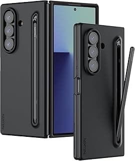 جراب نيلكين لسامسونج Galaxy Z Fold 7، نحيف مع مكان للقلم، Flex Pure Fold 7، مع حامل قلم مدمج وفتحة تخزين للقلم، أسود