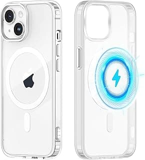 جراب مغناطيسي شفاف Yoedge لهاتف ابل iPhone 16 مع مغناطيس مدمج متوافق مع شاحن MagSafe 6.1 بوصة، غطاء حماية رفيع من السيليكون و TPU مقاوم للصدمات، شفاف لهاتف ابل iPhone 16