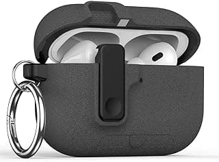 جراب لسماعات AirPods Pro 3، غطاء حماية سيليكون مع قفل أوتوماتيكي، مسند ذكي، هيكل صلب مقاوم للصدمات، يدعم الشحن اللاسلكي، (رمادي)