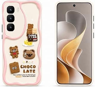 3D Cartoon Case Compatible with Infinix Hot 50 (4G) - Cute and Lightweight Raised Elements, Soft Silicone, Wavy Shape Comfortable Hand (Chocolate & Cookies)