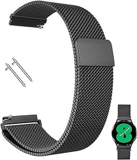 أحزمة مغناطيسية متوافقة مع ساعة سامسونج Galaxy Watch 4 مقاس 40 مم 44 مم، وGalaxy Watch 4 Classic مقاس 42 مم 46 مم، حزام رياضي بديل من الستانلس ستيل مقاس 20 مم