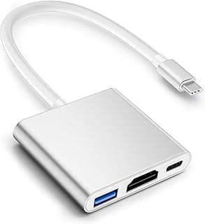 محول USB C إلى HDMI، محول 4K HDMI إلى USB-C مع 100W PD ومنفذ USB-A 3.0، متوافق مع ابل MacBook Pro/Air، iPad Pro/Air، ديل XPS، ابل iPhone 15 Pro/Max، اندرويد والمزيد