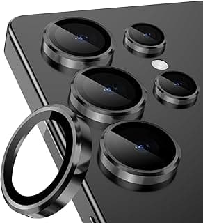 ANKHGIFTSHOP For Samsung Galaxy S25 Ultra Camera Lens Cover, 9H Tempered Glass + Aluminum Alloy Single Lens Protection Ring, Ultra-HD Glass Cover, Titanium Black