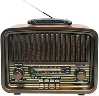 Stylish Wooden Radio, 3 Bands (AM-FM-SW), Supports Bluetooth, USB, and TF Card, with TWS Technology, AC Charging Input, and Rechargeable Battery | RX-BT929 (BROWN)