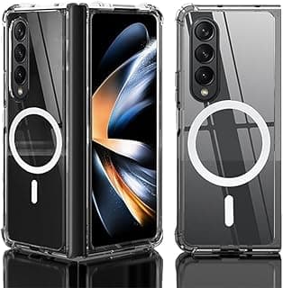 Z Fold 4 Protective Case Compatible with Mag-safe Samsung Galaxy Z Fold 4 Case Ultra Slim Thin PC Silicone Cover Full Body Shockproof Protective Phone Case Anti Scratch (Clear)