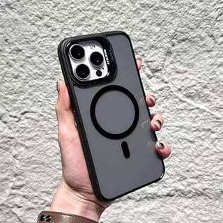 Eco Magnetic Case for iPhone16 with Lens Stand, Compatible with Wireless Charging Cover, Anti-Fingerprint TPU Bumper Slim Shockproof Protective Phone Case for iPhone 16 (Black)