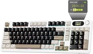 كيبورد ميكانيكي لاسلكي ATTACK SHARK X98PRO، توصيل 2.4GHz/USB-C/بلوتوث 5.0، نظام Gasket، مفاتيح PBT مطبوعة جانبياً، كيبورد جيمنج للكمبيوتر (أسود وأبيض)