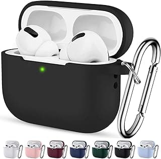 جراب متوافق مع AirPods Pro 2 (2022) وAirpods Pro الجيل الأول (2019)، غطاء سيليكون ناعم للجيل الثاني/الأول، ضوء LED أمامي مرئي مع ميدالية، أسود