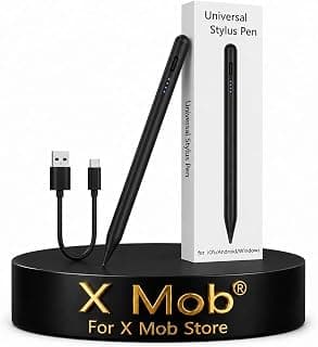 قلم تاتش X Mob Active للاندرويد والايفون والتابلت، متوافق مع ايفون/ايباد/سامسونج/iOS/لينوفو/هواوي/فيفو (أسود، نقاط شحن البطارية)