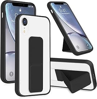Matte Case Cover with Frosted Back Hand Grip Cover Kickstand Stand Shockproof Transparent Design for iP X/Xs (5.8 Inch) (Black)