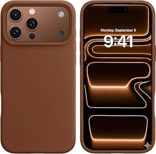 جراب سيليكون لهاتف iPhone 17 Pro، سيليكون سائل مضاد للانزلاق مع بطانة مايكروفايبر، جراب نحيف ناعم من الجل المطاطي مضاد للخدش والصدمات لهاتف iPhone 17 Pro مقاس 6.3 بوصة 2025، بني