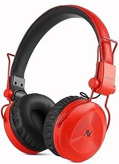 L'avvento HP235 | Bluetooth 0.5 Colorful Headphone with Mic | Smartphone Compatible | Red with Black Inner