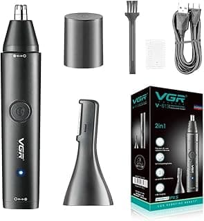 V-613 Ear, Nose & Eyebrow Trimmer Professional USB Rechargeable Nose Trimmer for Men and Women Nose Clippers Eyebrow Facial Hair Trimmer Body Grooming Kit IPX5 Waterproof Dual Edge Blades