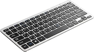Keyboard ZR-3060 Wireless Membrane Keyboard, Slim Notebook-Style, Bluetooth 5.0, Silent Typing, Compatible with Windows & Mac OS, Battery Powered Keys English & Arabic