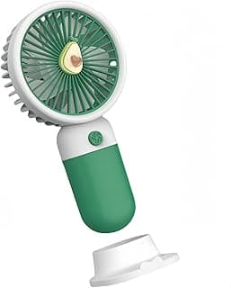 Mini Portable Handheld Fan, Cute Fruit Design Compact USB Fan, Rechargeable Fan with Detachable Stand, Quiet Desktop Cooling Fan for Travel, Office, and Outdoor Personal Fan (Avocado Green)