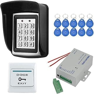 طقم نظام تحكم في الدخول YAVIS RFID بقفل معدني، قارئ كروت، غطاء ضد المطر، باور سبلاي، زر خروج و 10 ميداليات RFID