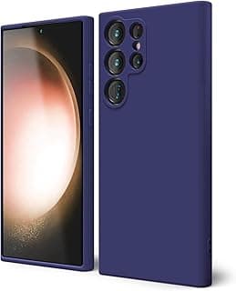 Back Cover Compatible with Samsung Galaxy S23 Ultra Soft Silicone Gel Rubber Shockproof Matte Finish Inner Cloth Lining with Camera Protection (Navy)
