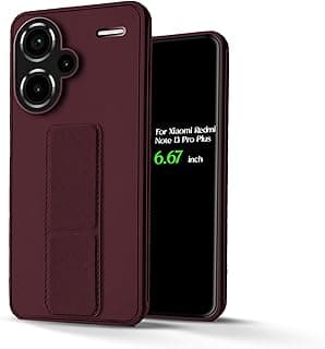 For Xiaomi Redmi Note 13 Pro Plus Silicone Back Case Leather Handle Wrist Strap,Kickstand Back Feature Landscape and Portrait,Magnetic Holder Compatible Xiaomi Redmi Note 13 Pro Plus (6.67")(Red Wine)