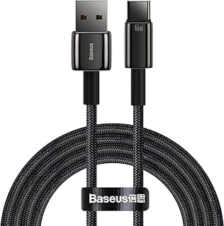كابل تنجستين USB الى النوع سي طول 2 متر بقوة 66 وات لنقل البيانات والشحن السريع من باسيوس، لون ذهبي، لالهواتف المحمولة