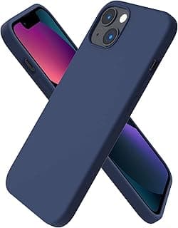 جراب سيليكون سائل نحيف من 3 طبقات تغطية كاملة من الجل المطاطي الناعم لهاتف iPhone 13، مقاس 6.1 بوصة، أزرق كحلي
