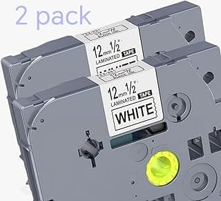 شريط لاصق مغلف متوافق TZ-231 مقاس 12 مم أسود على أبيض (عبوة 2 قطعة) لطابعات Brother PTH-110 و PTE-110