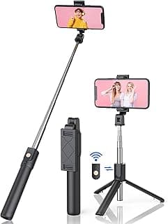Selfie Stick, 4 in 1 Extendable Bluetooth Selfie Stick Tripod with Detachable Wireless Remote, Selfie Stick for iPhone 15,14 13 12 11/Sumsung