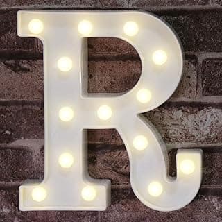 LED Marquee Lights Sign, Light Up Alphabet Letter for Home Party Wedding Decoration (R)
