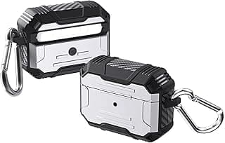Compatible with AirPods Pro 2 Case with Keychain Full Protection Shockproof Carbon Cover Heat Resistant for Women Men Front LED Visible (Silver)