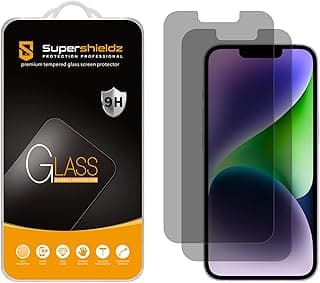 واقي شاشة Supershieldz (عبوة من 2) للخصوصية مضاد للتجسس مصمم لهاتف iPhone 16e, 14, 13, 13 Pro (6.1 بوصة) زجاج مقوى، مضاد للخدش، بدون فقاعات