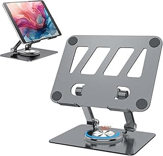 حامل تابلت، حامل بقاعدة تدور 360 درجة، حامل تابلت قابل للتعديل والطي، متوافق مع iPad/Pro/Air/Mini، التابلت، iPhone 15 Pro، Switch والمزيد 4.7 - 12.9 بوصة