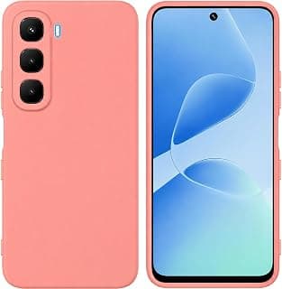 جراب سيليكون سائل متوافق مع Infinix Hot 60 Pro، حماية كاملة للكاميرا مع بطانة داخلية ناعمة، مقاوم للصدمات والخدش (وردي مرجاني)