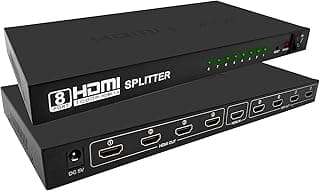 موزع HDMI واحد إلى ثمانية منافذ، دقة 4K بمعدل تحديث 30 هرتز، ثمانية مخارج، متوافق مع أجهزة التلفزيون والشاشات وجهاز تشغيل ألعاب الفيديو الرقمية