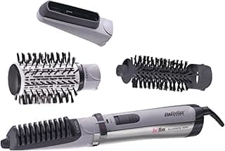 Hair Styler Rotating Brush with Attachments, 1000 Watt, Silver/Black - 2735E - Hair Stylers