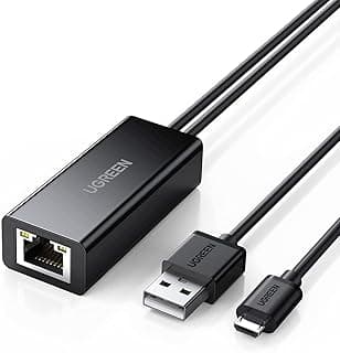 محول ايثرنت من يوجرين متوافق مع ستيك Fire TV 4K كروم كاست جوجل هوم ميني واكثر التلفاز ميكرو USB الى RJ45 شبكة كابل امداد الطاقة 3.3 قدم 30985