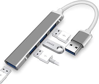 محول USB 3.0 لنقل البيانات إلى USB بعدد 4 منافذ رفيع للغاية متوافق مع PS5/4 والكمبيوتر وماك بوك اير وماك برو/ميني واي ماك وسيرفس برو واكس بي اس وXbox One وفلاش ميموري وهارد HDD من زومايدي، لون رمادي