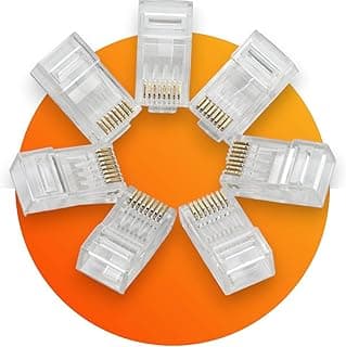 أطراف Cat5 RJ-45، موصل Cat5، موصل Cat5e RJ45، موصلات بالضغط لكابل إيثرنت، قابس شبكة يو تي بي للأسلاك الصلبة والكابلات القياسية، شفافة، عبوة 25 قطعة للكمبيوتر الشخصي