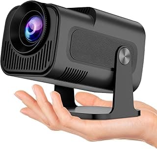 بروجكتور ذكي 4K 1080P مع تطبيقات مدمجة، واي فاي وبلوتوث، تصحيح تلقائي، رمي قصير وقابل للتعديل 270 درجة - ميني محمول للعرض الخارجي HY320 HY300 (أسود)