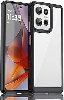 جراب لموتورولا Moto G75، جراب حماية شفاف بإطار سيليكون TPU ناعم وظهر صلب، مضاد للصدمات، إطار أسود