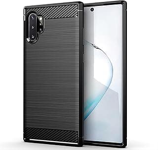 phone case compitable with Samsung galaxy note 10 plus (10+) Carbon Silicone Case Original Flexible Slim Enhanced Durable Anti-Shock Protector for Samsung galaxy note 10 plus (10+) (Black)