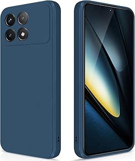 جراب متوافق مع شاومي Poco F6 Pro، جراب سيليكون سائل، حماية شاملة للموبايل، مضاد للخدش، بطانة داخلية ناعمة من المايكروفايبر، أزرق